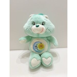 Vintage Care Bear Bedtime Plush 13" Light Green Moon Sun Sleepy Eyes Kenner 1983